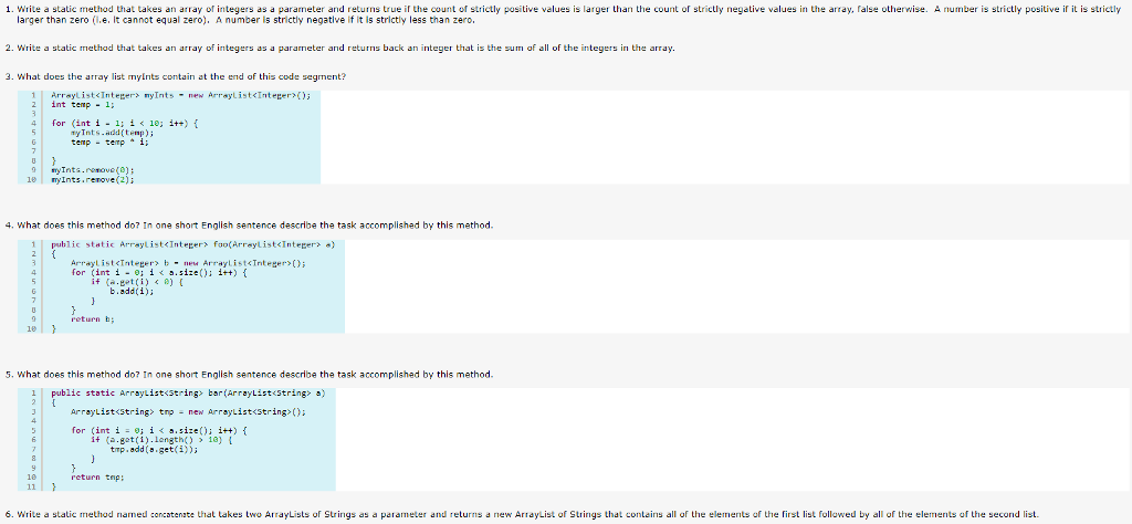 Solved 1. Write a static method that takes an array of | Chegg.com