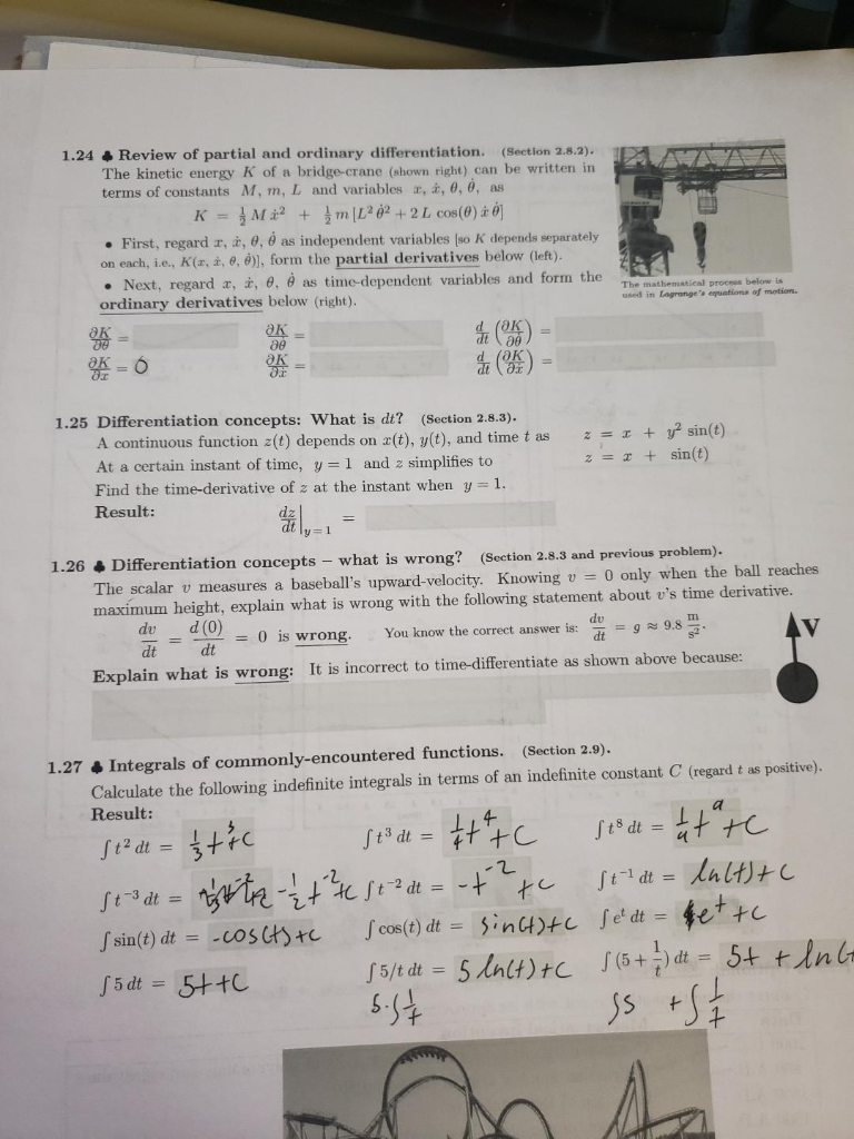 Solved 1 24 Review Of Partial And Ordinary Differentiatio Chegg Com