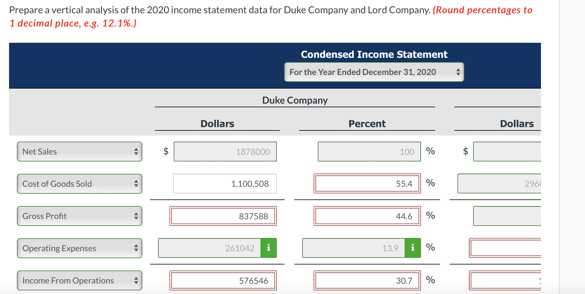 Solved Here are comparative statement data for Duke Company | Chegg.com