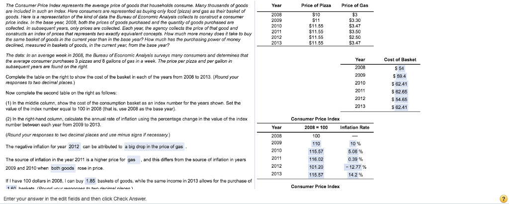 Solved The Consumer Price Index Represents The Average Price | Chegg.com