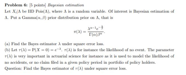 Solved Problem 6: (5 points) Bayesian estimation Let X: A be | Chegg.com