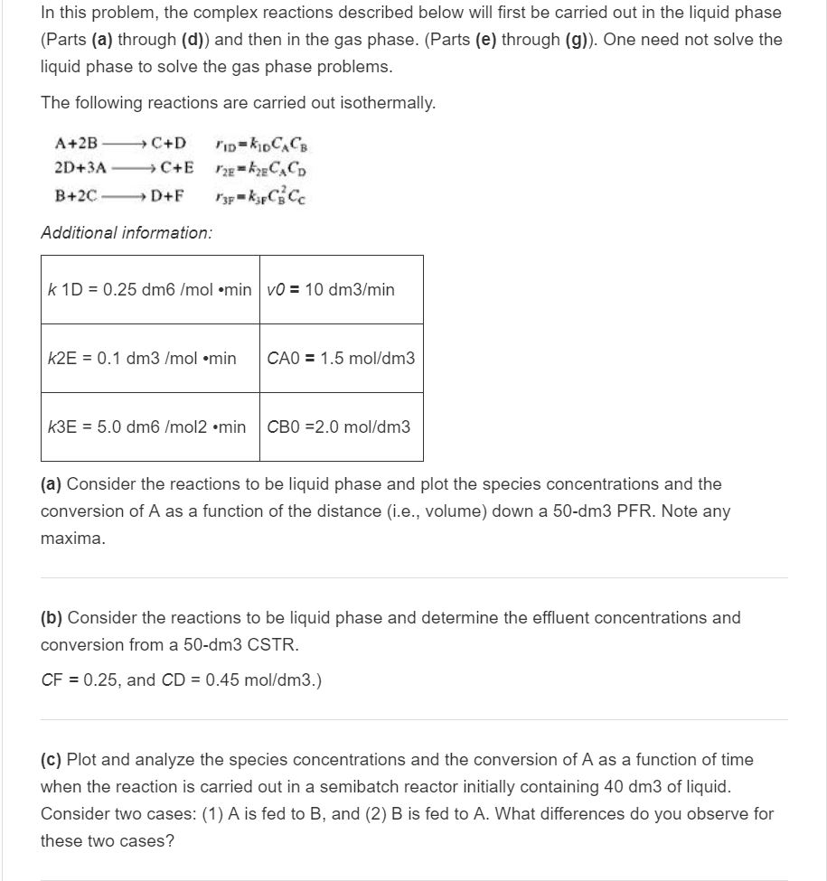 Complex Problem Reaction Solved In this problem, the complex reactions described | Chegg.com
