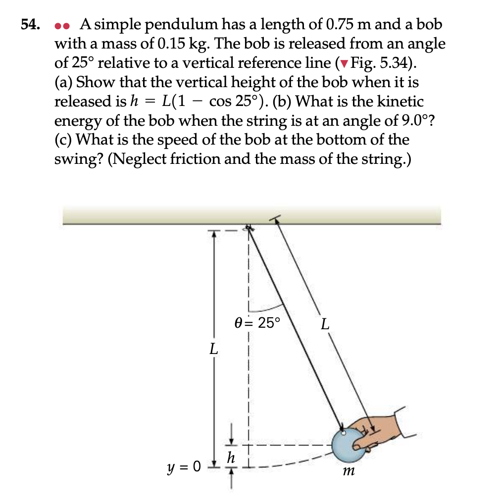 Solved 54. •• A simple pendulum has a length of 0.75 m and a