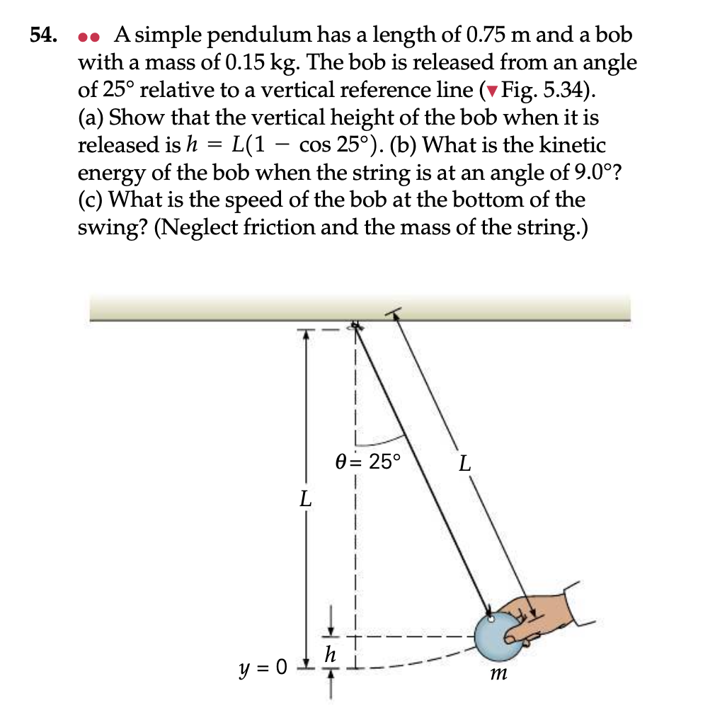 Solved 54. •• A Simple Pendulum Has A Length Of 0.75 M And A | Chegg.com