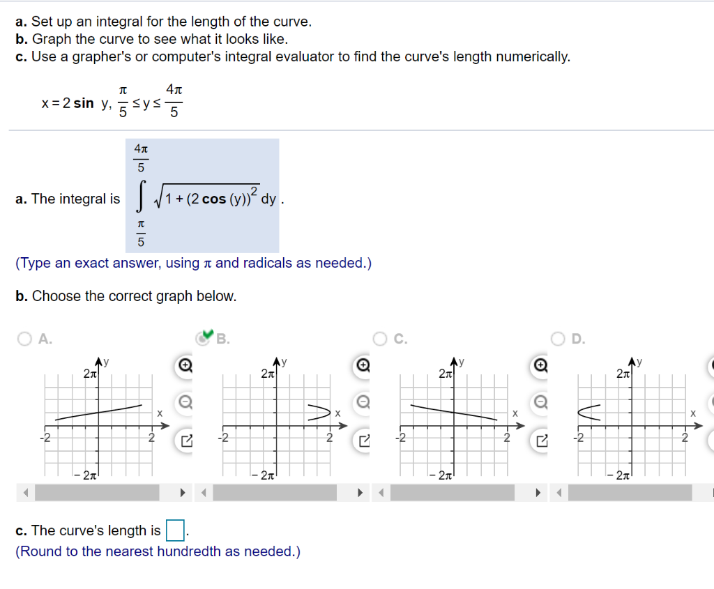 Solved a. Set up an integral for the length of the curve. b. | Chegg.com