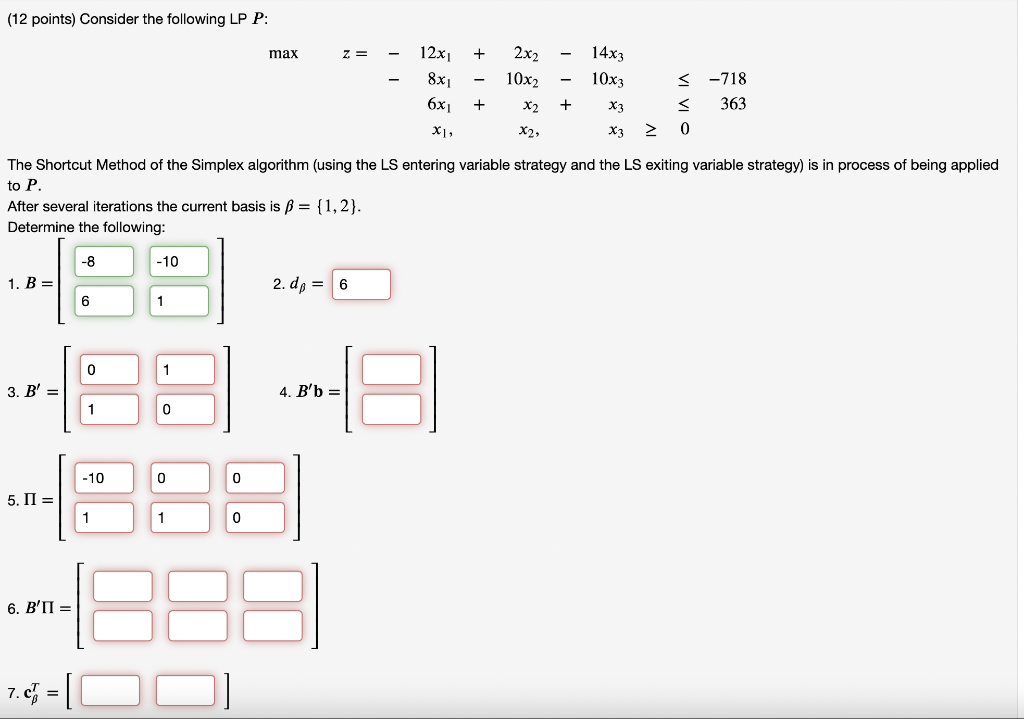 12 Points Consider The Following Lp P Max Z 11