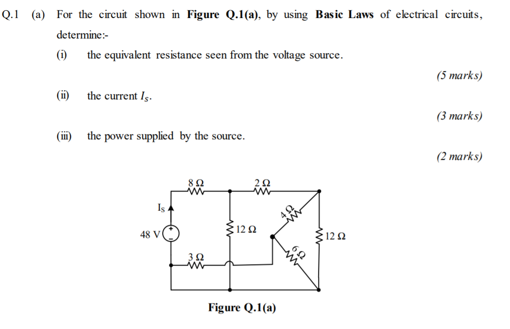 Solved Q.1 (a) For The Circuit Shown In Figure Q.1(a), By | Chegg.com