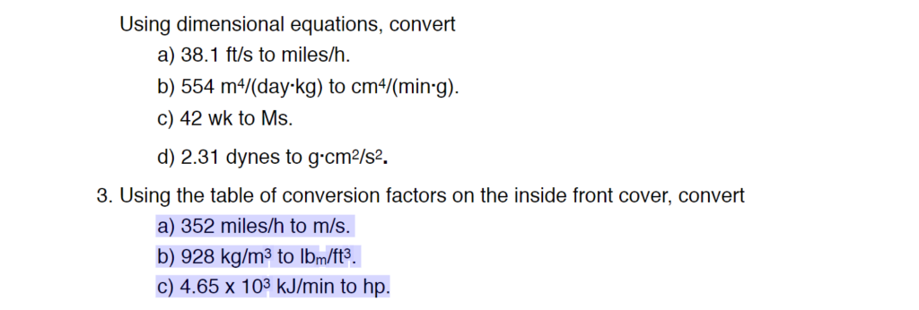 Solved Using dimensional equations, convert a) 38.1 ft/s to | Chegg.com