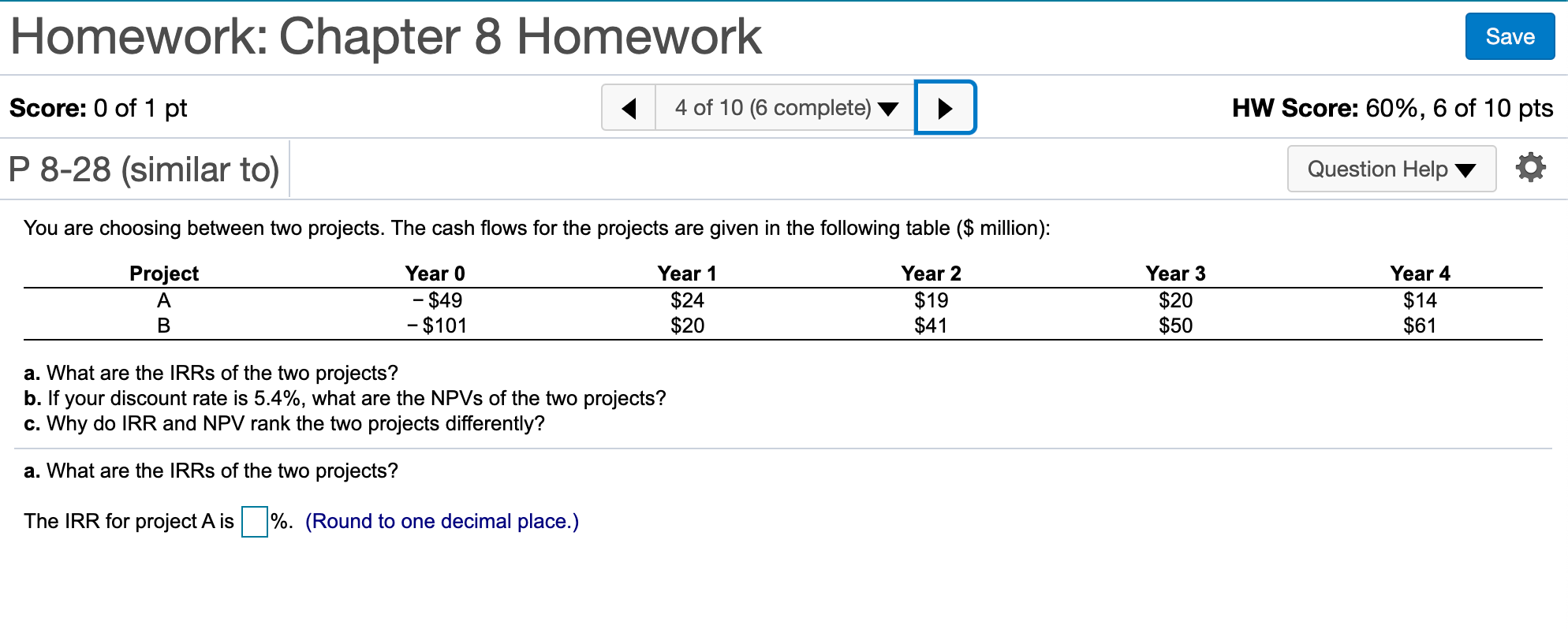 Solved Homework: Chapter 8 Homework Save Score: 0 of 1 pt 4 | Chegg.com