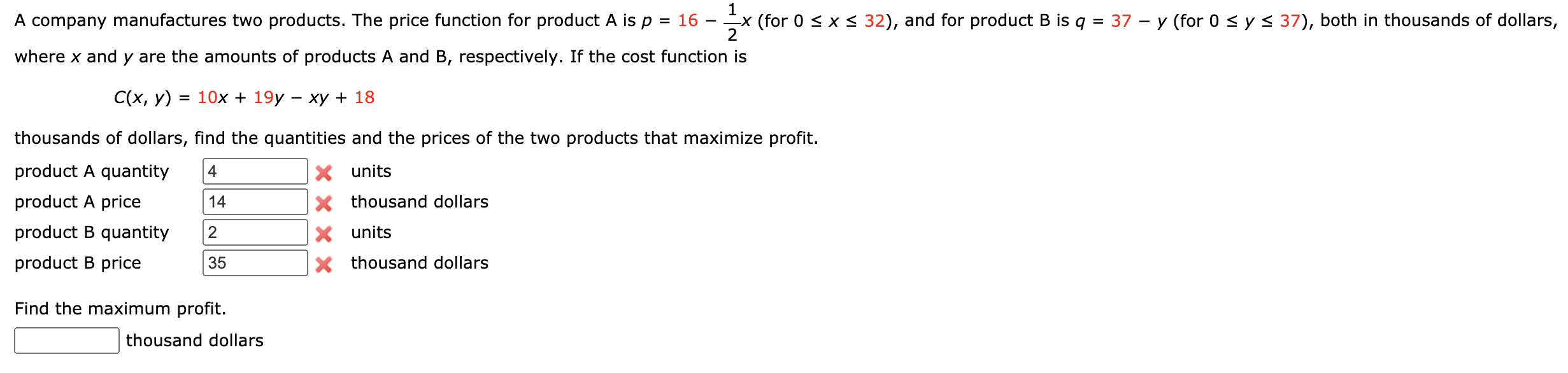Solved 1 A company manufactures two products. The price | Chegg.com
