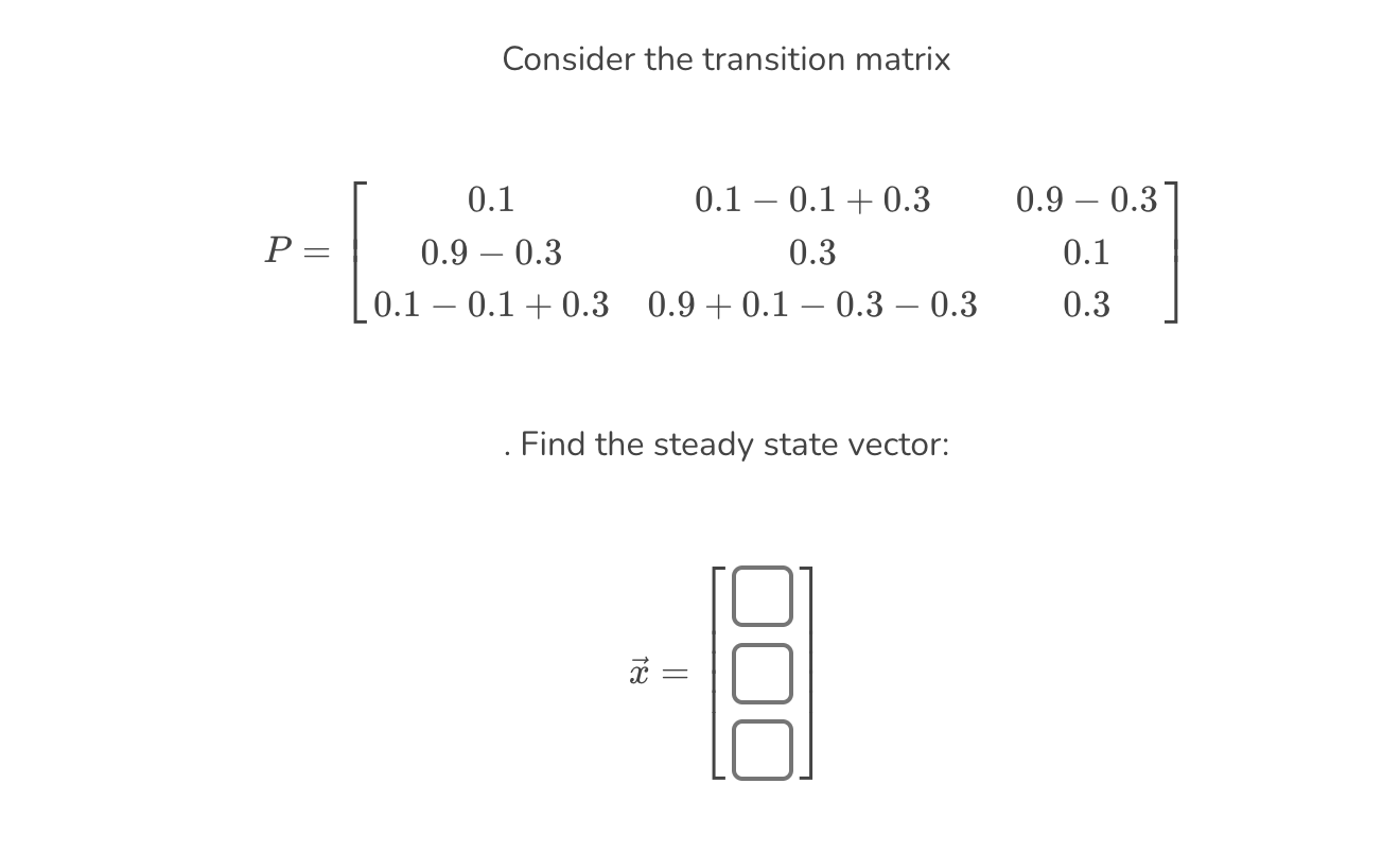 Solved Consider the transition matrix | Chegg.com