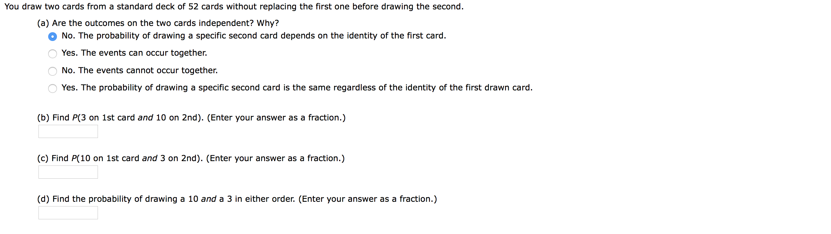 Solved You draw two cards from a standard deck of 52 cards