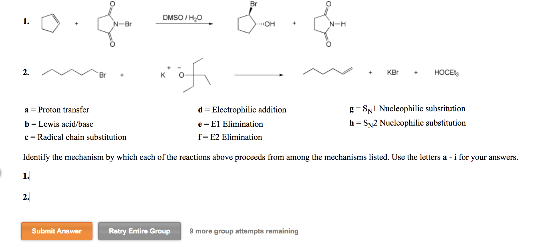 Solved Identify the mechanism by which each of the reactions | Chegg.com