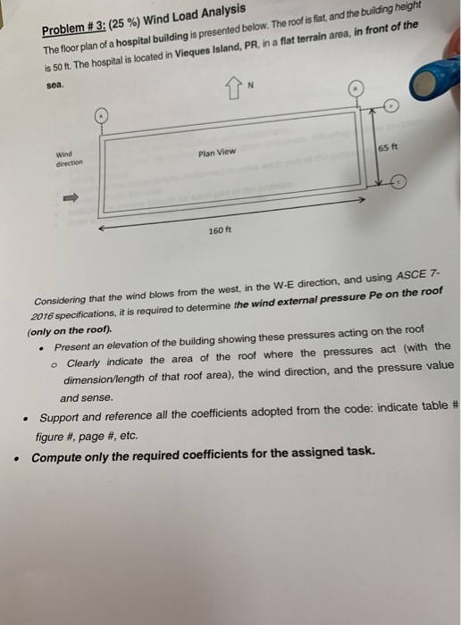 Problem # 3: (25 %) Wind Load Analysis The foorplan | Chegg.com