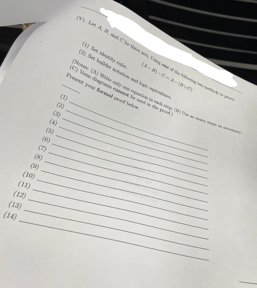 Solved (V). Let A, B, And Be Three Sets. Using One Of The | Chegg.com