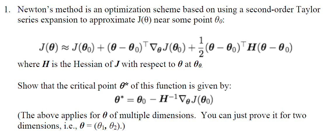 Solved 1. Newton's method is an optimization scheme based on | Chegg.com