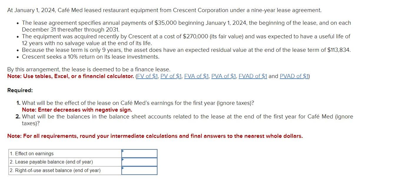 Solved At January 1 2024 Caf Med Leased Restaurant Chegg Com   Phpt2rGtj