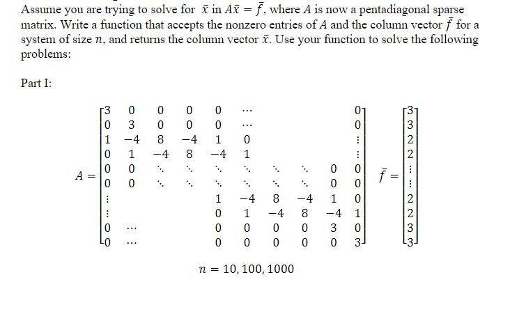 Solved Assume you are trying to solve for ž in Az = f, where | Chegg.com