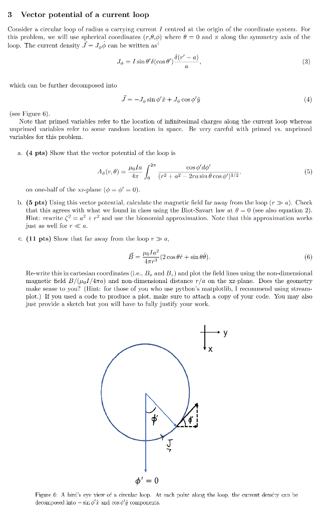 3 Vector potential of a current loop Consider a | Chegg.com