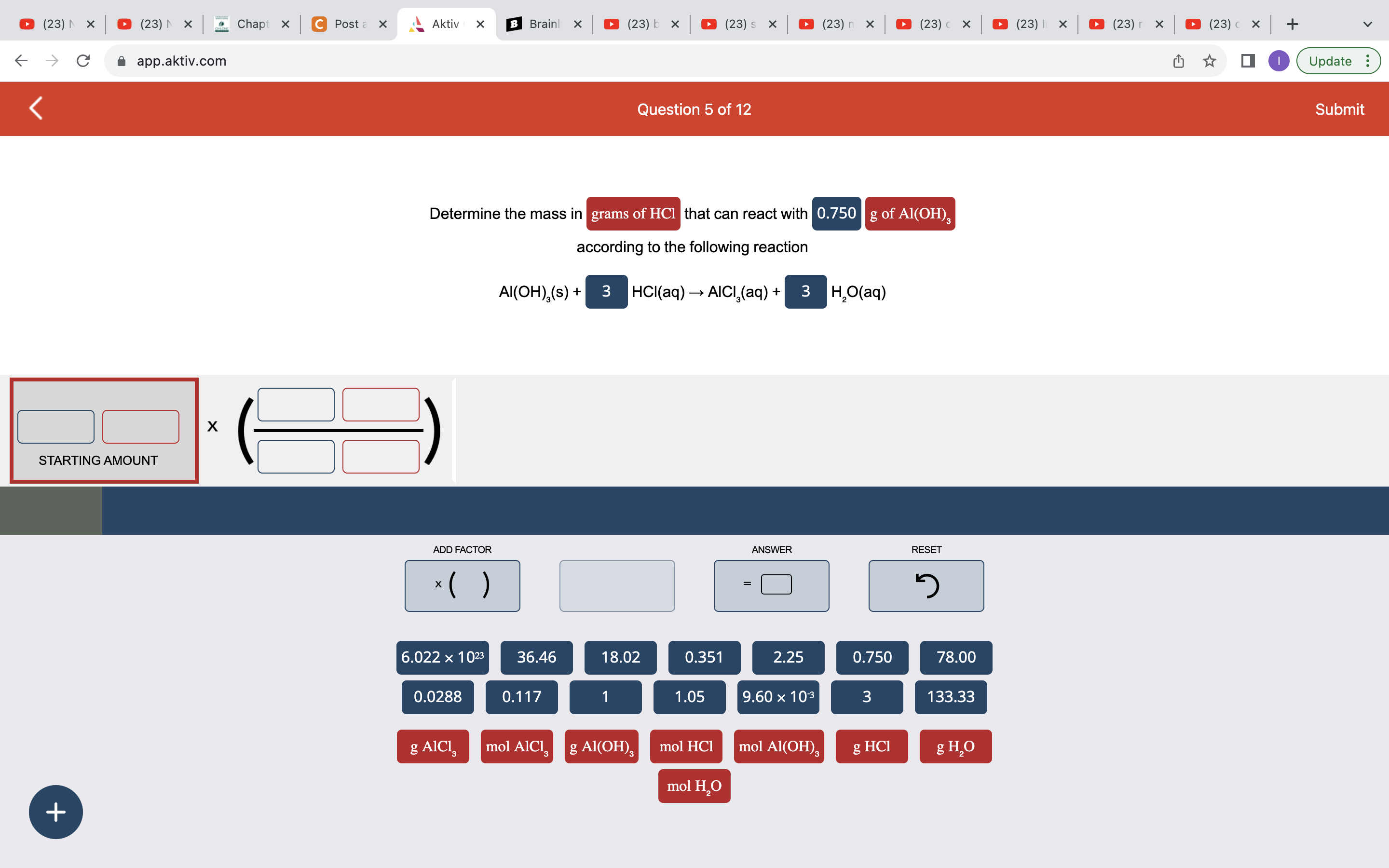 Solved Al(OH)3( s)+HCl(aq)→AlCl3(aq)+H2O(aq) | Chegg.com
