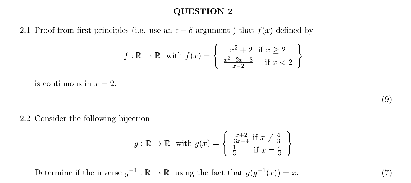 Solved 2.1 Proof from first principles (i.e. use an ϵ−δ | Chegg.com