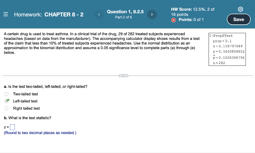 Solved Homework: CHAPTER 8 - 2 Question 1, 8.2.5 Part 2 of 6 | Chegg.com