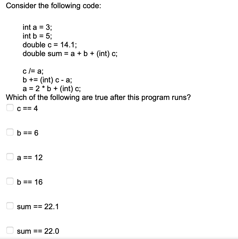 int a 5 b 2