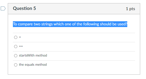 Solved > Question 4 1 pts which one of the following | Chegg.com