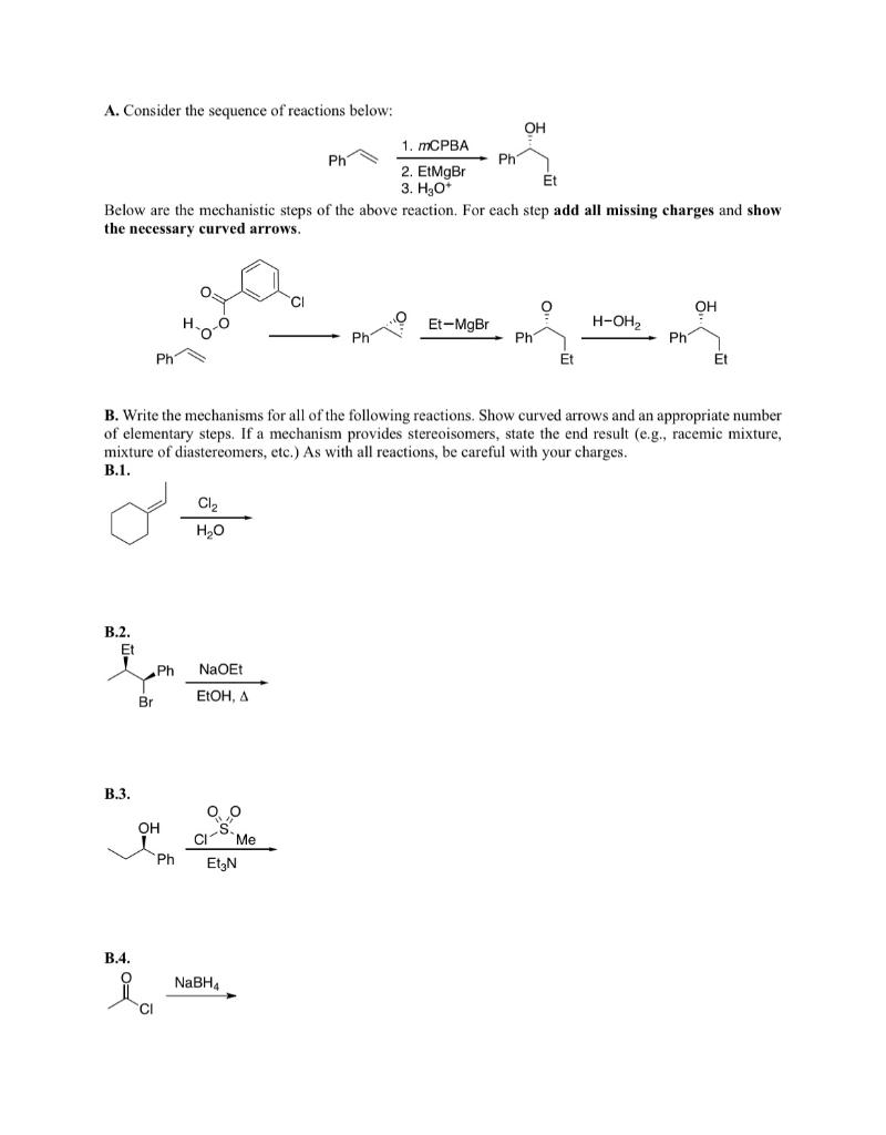 Solved A. Consider the sequence of reactions below: Below | Chegg.com