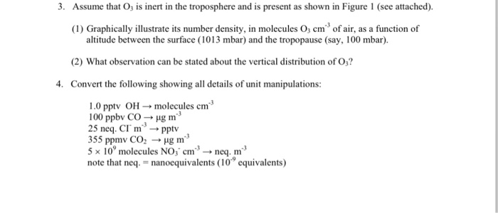 Solved 3. Assume that O is inert in the troposphere and is | Chegg.com