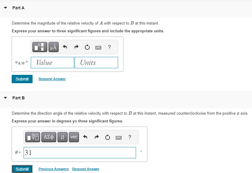 Solved Determine the direction angle of the relative | Chegg.com