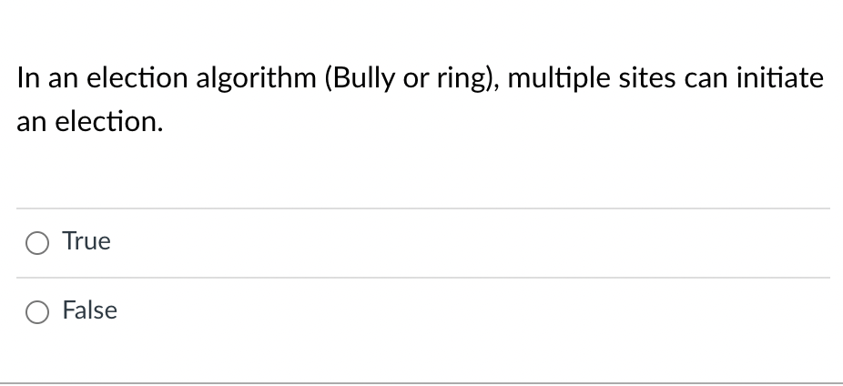 Solved In an election algorithm (Bully or ring), multiple | Chegg.com