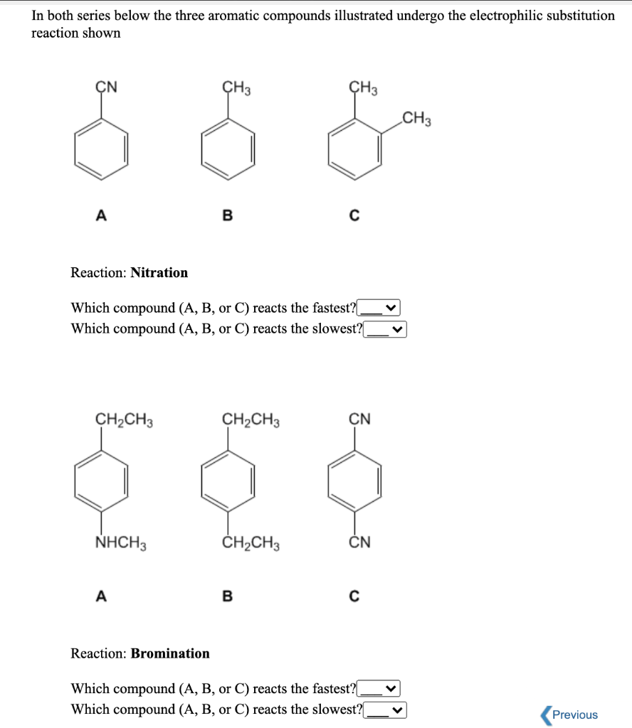 Solved In Both Series Below The Three Aromatic Compounds | Chegg.com