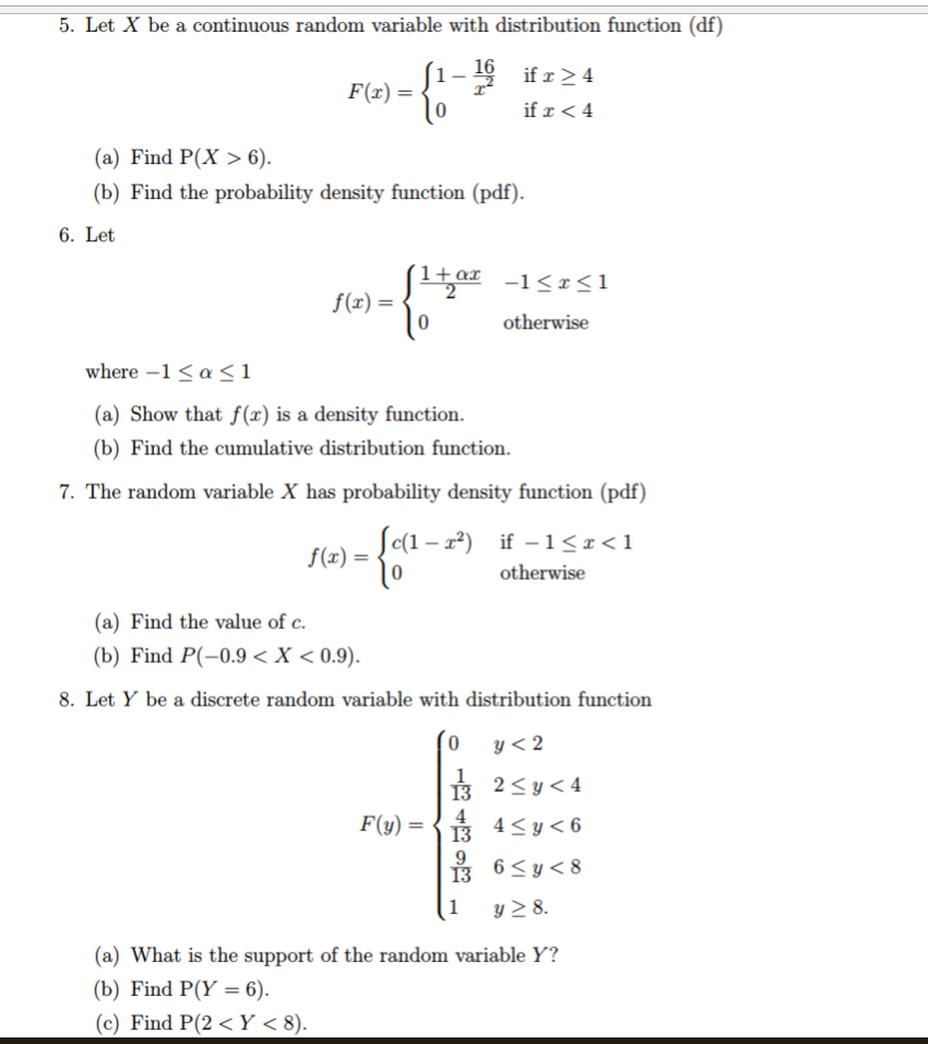 Solved Calculating Probabilites And Finding CDF/PDF Given | Chegg.com