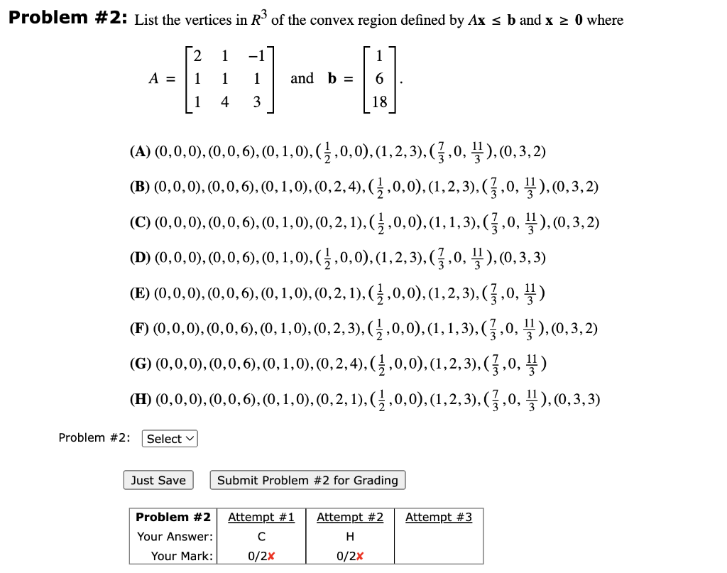Solved 2: List the vertices in R3 of the convex region | Chegg.com