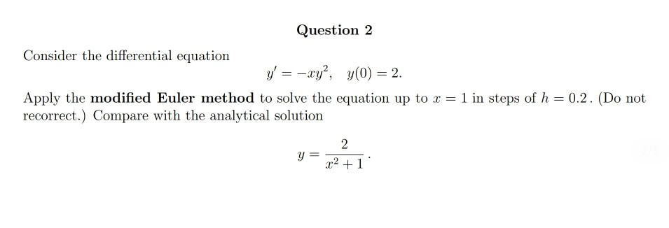 Solved -Numerical Methods/Numerical Analysis Question | Chegg.com