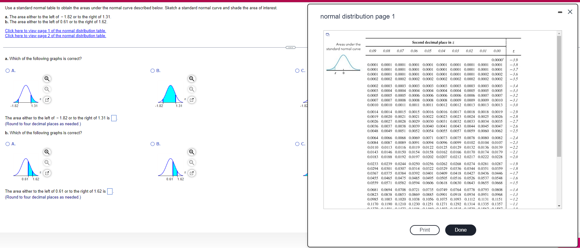 solved-use-a-standard-normal-table-to-obtain-the-areas-under-chegg