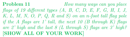 Solved Problem 11 How Many Ways Can You Place Flags Of 19 Chegg Com