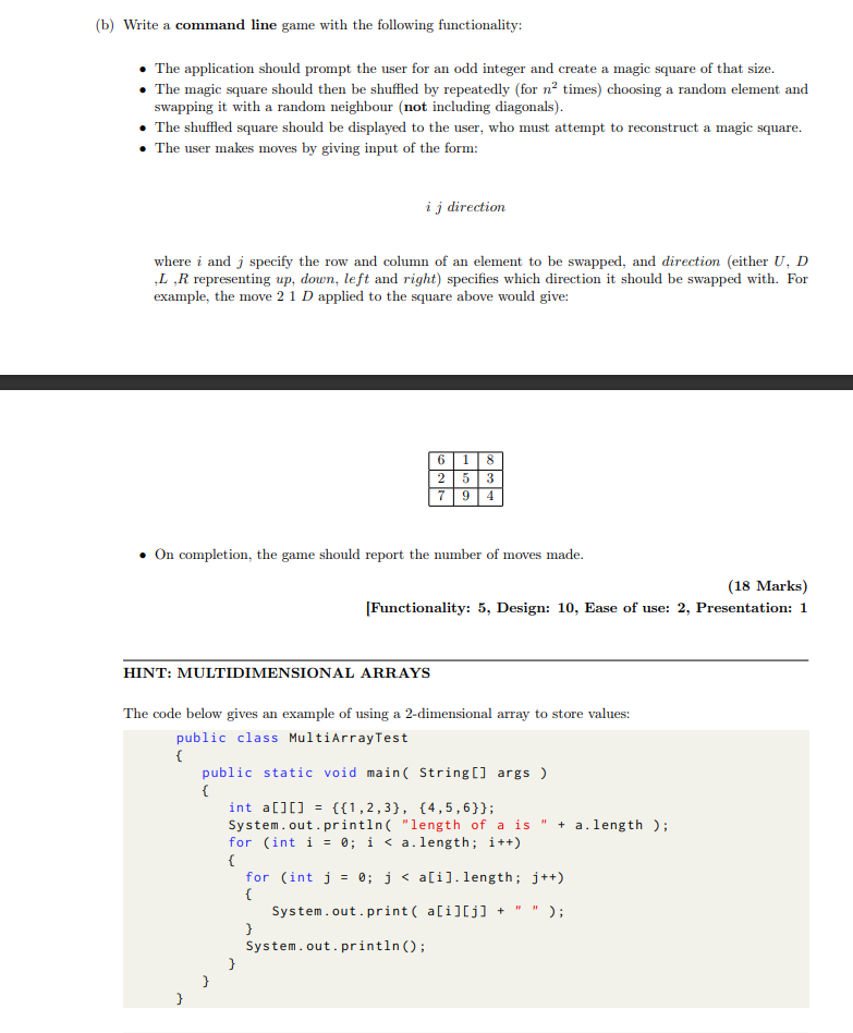 Solved (b) Write a command line game with the following | Chegg.com