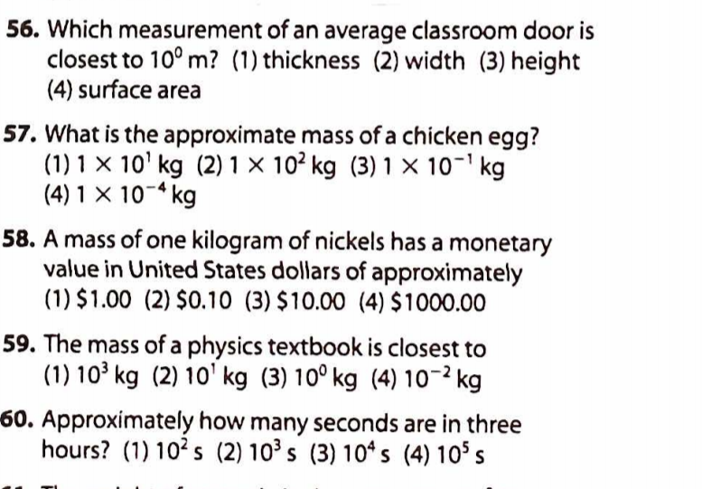 Solved 56 Which Measurement Of An Average Classroom Door Is Chegg