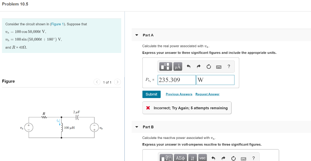Solved Problem 10.5 Consider the circuit shown in (Figure | Chegg.com