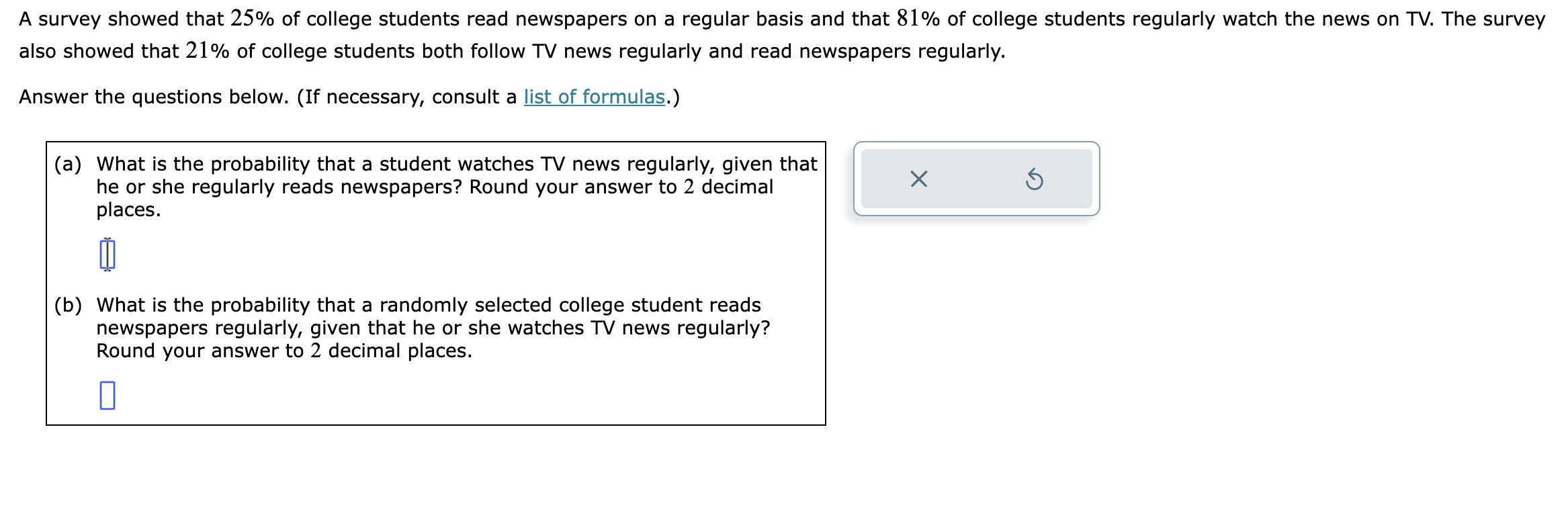 Solved A survey showed that 25% of college students read | Chegg.com