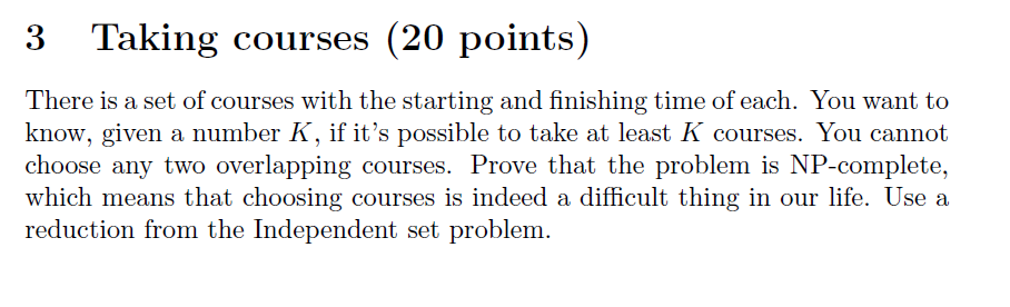 Solved 3 Taking courses (20 points) ) There is a set of | Chegg.com