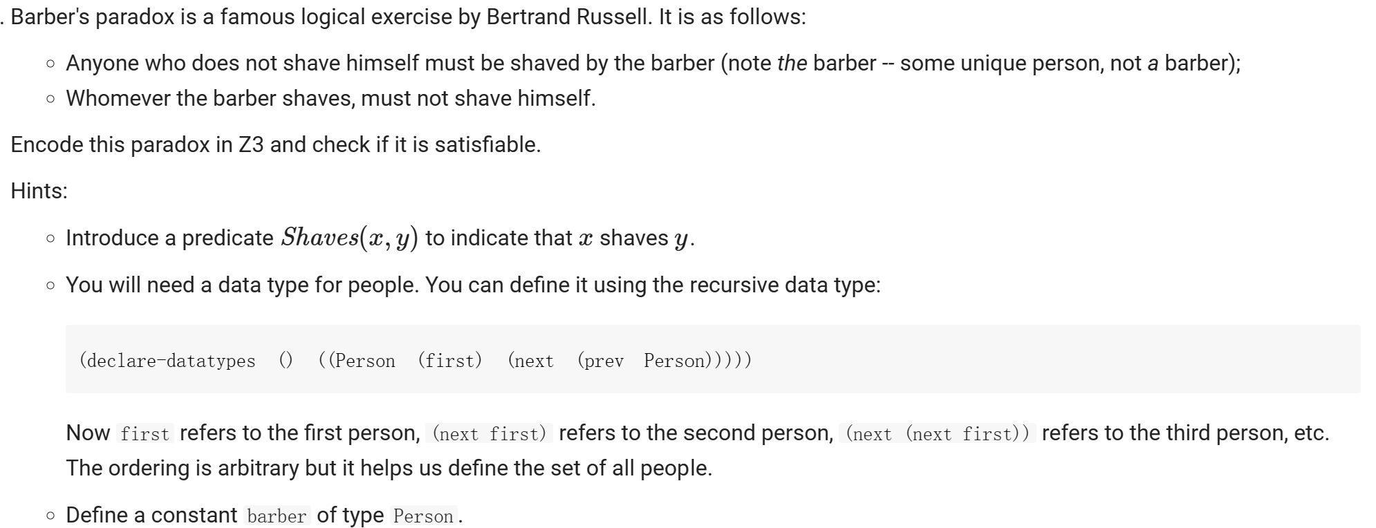 Solved Barber's Paradox Is A Famous Logical Exercise By | Chegg.com