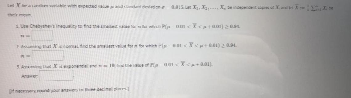 Solved Let X be a random variable with expected value ps and | Chegg.com