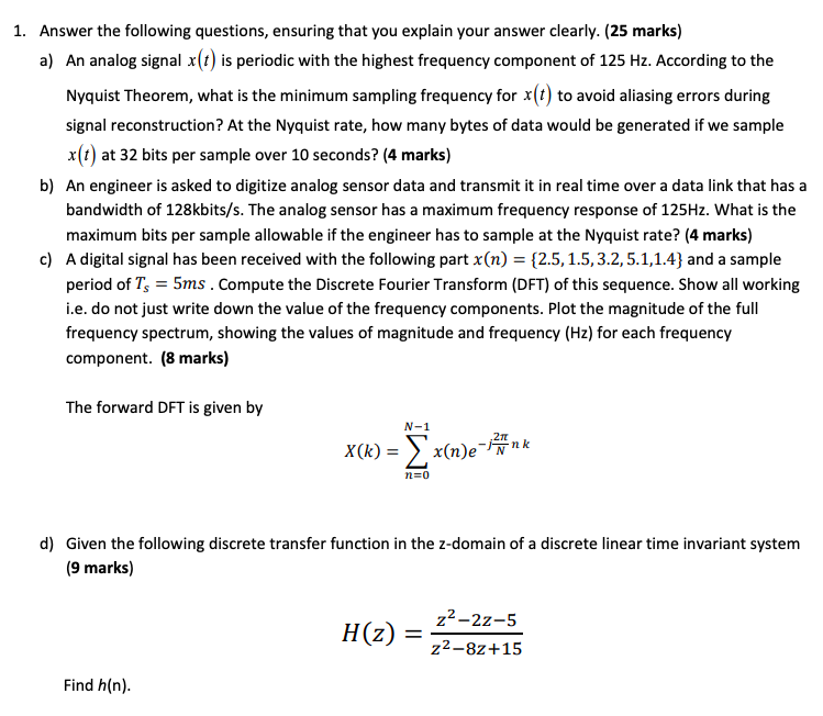 Solved 1. Answer the following questions, ensuring that you