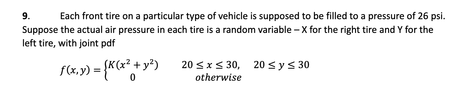 Solved 9. Each front tire on a particular type of vehicle is | Chegg.com