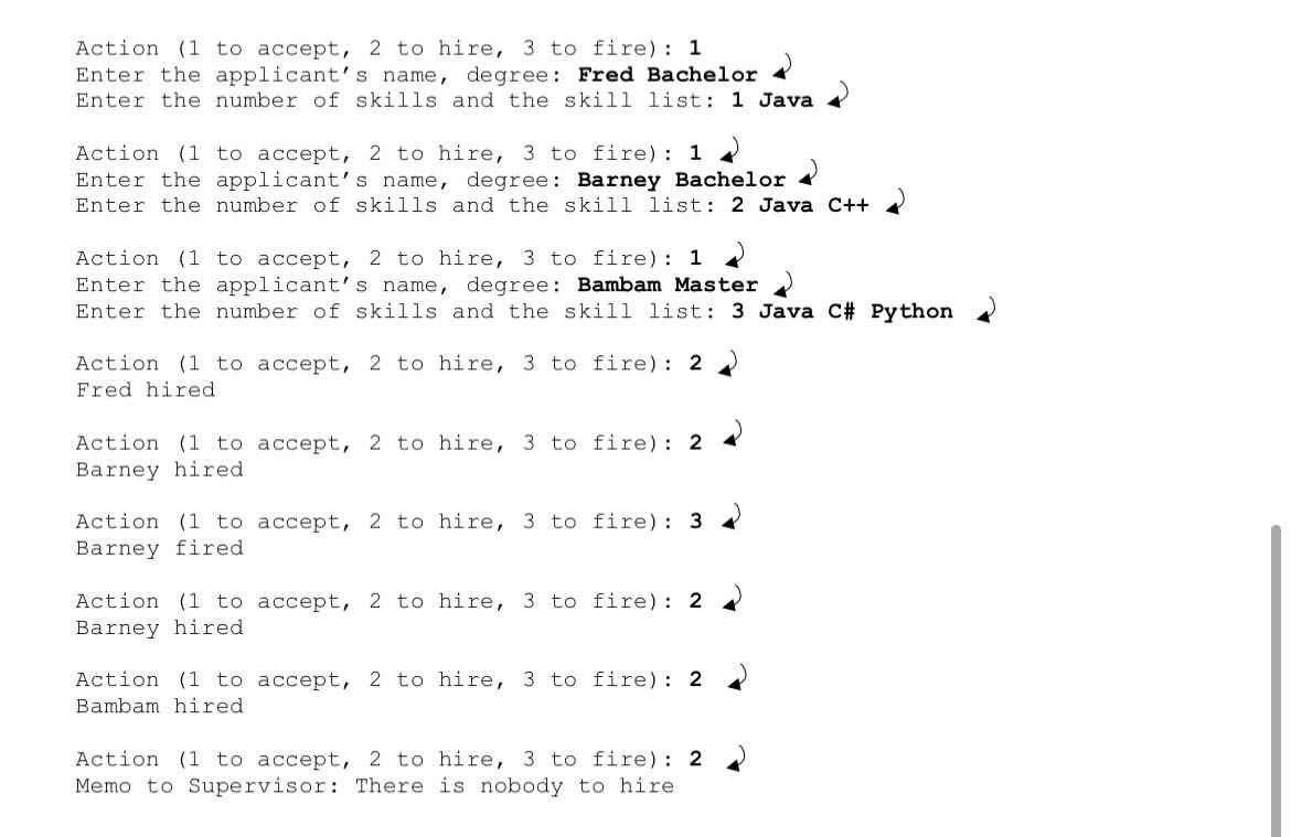 Solved 2. Tasks Write a Java application called Hiring App | Chegg.com