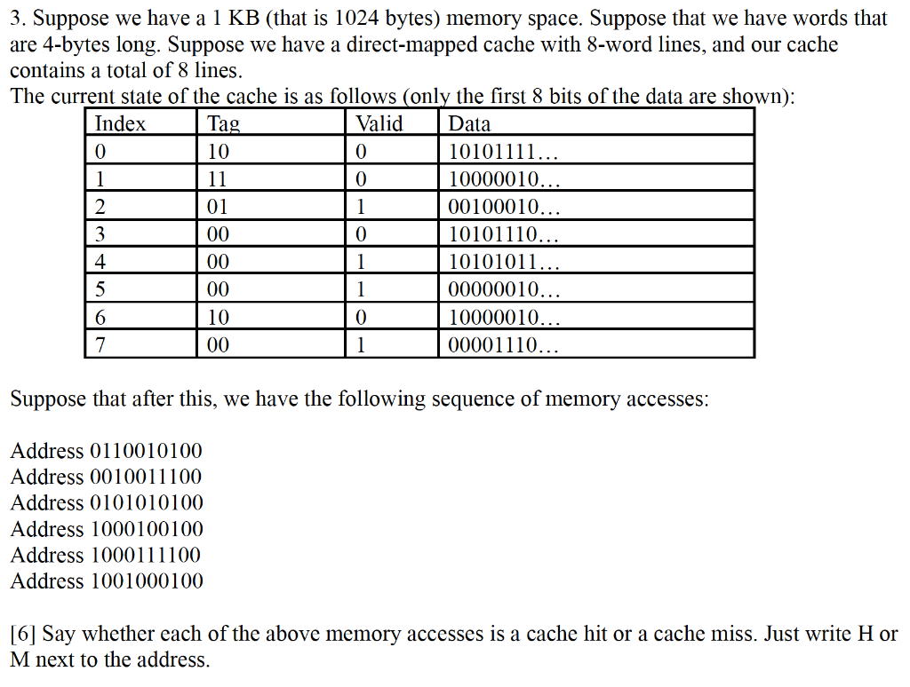 Solved 3. Suppose we have a 1 KB (that is 1024 bytes) memory | Chegg.com