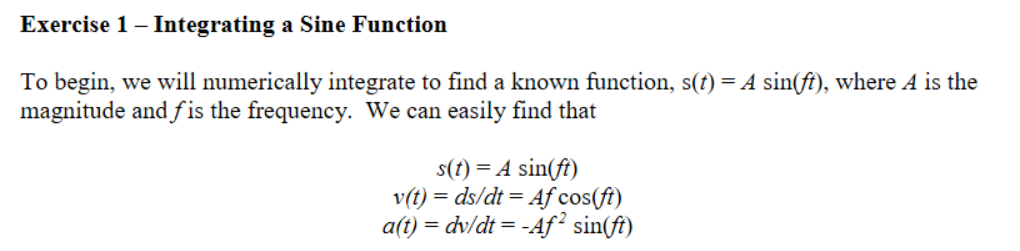 Solved Exercise 1 – Integrating a Sine Function To begin, we | Chegg.com